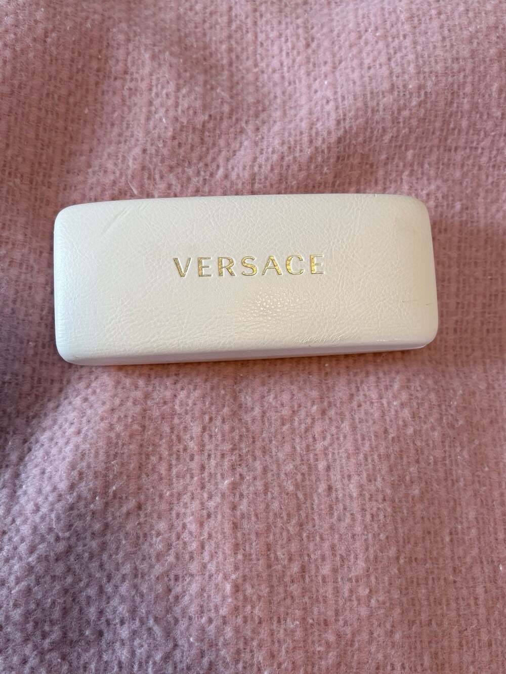 Versace White Leather Hard Shell Eyeglass Sunglasses Case